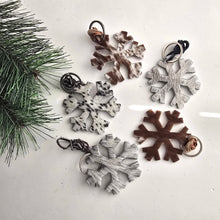 Load image into Gallery viewer, Cowhide Snowflake Ornament – Real Cow Hide Keychain