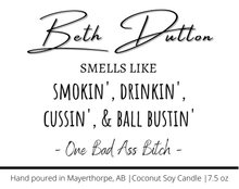 Load image into Gallery viewer, Beth Dutton - Funny, Rude, Sweary Candle, Naughty Wickers