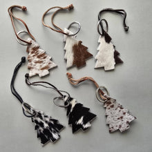 Load image into Gallery viewer, Cowhide Christmas Tree Ornament – Real Cow Hide Keychain