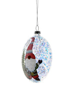 Load image into Gallery viewer, Xmas Clear Hanging Glittered Flat Ball Ornament