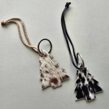 Load image into Gallery viewer, Cowhide Christmas Tree Ornament – Real Cow Hide Keychain