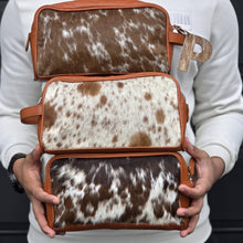 Load image into Gallery viewer, Leather Cowhide Toiletry Bag - Groomsmen Gift - Shaving Kit