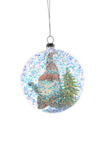 Load image into Gallery viewer, Xmas Clear Hanging Glittered Flat Ball Ornament