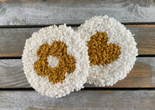 Load image into Gallery viewer, Car holder (2) coffee coasters, mug rug for car,punch needle