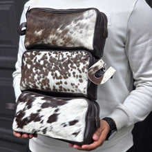 Load image into Gallery viewer, Leather Cowhide Toiletry Bag - Groomsmen Gift - Shaving Kit