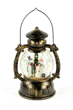 Load image into Gallery viewer, Antique Black Snowman Oil Lamp LED Snow Globe