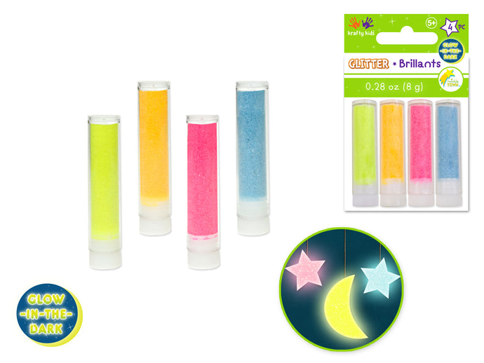 Twinkle Town: 8g Glow-in-the-Dark Glitter Vials 4pc x 2g Asst A) Neon