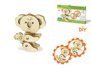 Krafty Kids Kit: 3D Mini Mechanical Gear Wood Puzzle C) Koala Bear