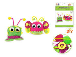 Krafty Kids Kit: DIY Pom Pom Pals 2ct w/Googly Eyes A) Style 1