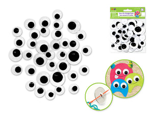 Sew-On Googly Eyes: Round 18mm-30mm Asst x36 Black Standard