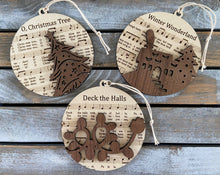 Load image into Gallery viewer, Christmas songs ornament, wooden 2D ornament
