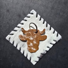 Load image into Gallery viewer, Handmade Cow Head Keychain – Genuine Hair on Cowhide
