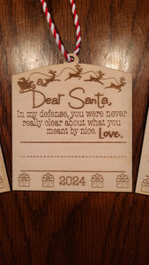 Dear Santa Wood Ornaments