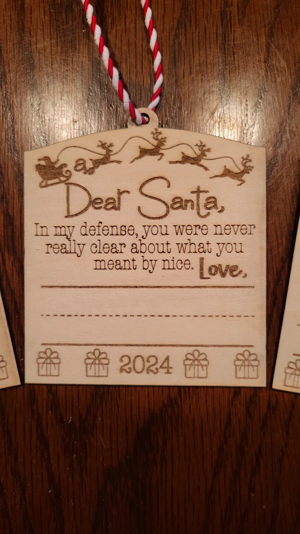 Dear Santa Wood Ornaments