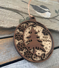 Load image into Gallery viewer, Christmas ornament, wooden 2D ornament, nature
