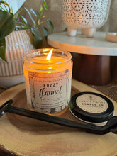 Load image into Gallery viewer, Fuzzy Flannel Candle | Natural Soy Wax Candle | Winter Collection | Sage Sandalwood Pine Peach Spearmint
