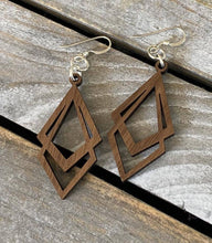 Load image into Gallery viewer, Walnut Wood Diamond shape Earrings
