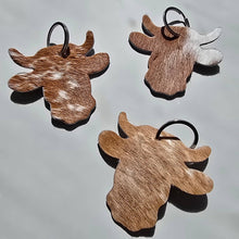 Load image into Gallery viewer, Handmade Cow Head Keychain – Genuine Hair on Cowhide

