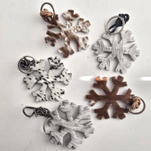 Load image into Gallery viewer, Cowhide Snowflake Ornament – Real Cow Hide Keychain
