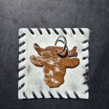 Load image into Gallery viewer, Handmade Cow Head Keychain – Genuine Hair on Cowhide
