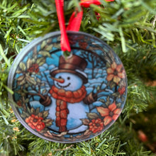 Load image into Gallery viewer, Stain glass round sublimation ornament
