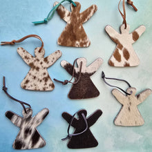 Load image into Gallery viewer, Cowhide Christmas Angel Ornament – Real Cow Hide tag
