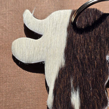 Load image into Gallery viewer, Handmade Cow Head Keychain – Genuine Hair on Cowhide
