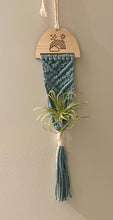 Load image into Gallery viewer, Macrame airplant air plant hanger with engraved wooden piece
