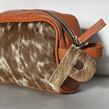 Load image into Gallery viewer, Leather Cowhide Toiletry Bag - Groomsmen Gift - Shaving Kit
