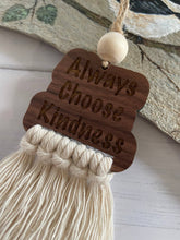 Load image into Gallery viewer, Always Choose Kindness Macrame car diffuser car charm
