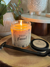 Load image into Gallery viewer, Fuzzy Flannel Candle | Natural Soy Wax Candle | Winter Collection | Sage Sandalwood Pine Peach Spearmint
