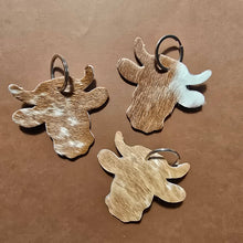 Load image into Gallery viewer, Handmade Cow Head Keychain – Genuine Hair on Cowhide
