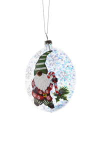 Clear Hanging Glittered Flat Ball Ornament