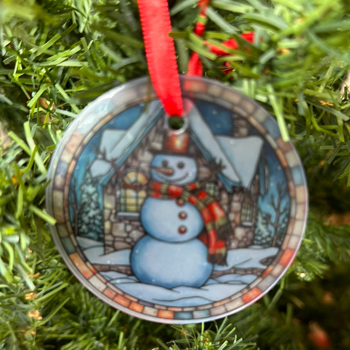 Stain glass round sublimation ornament