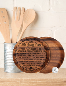 The Giving Plate  – a beautifully crafted 12-inch acacia wooden dinner plate
