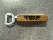 Load image into Gallery viewer, Wooden engraved bottle opener.
