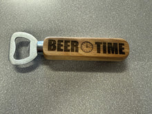 Load image into Gallery viewer, Wooden engraved bottle opener.
