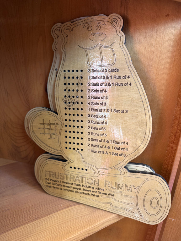 Handmade Beaver Frustration Rummy Board