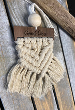 Load image into Gallery viewer, Good vibes Macrame Christmas ornament/car diffuser

