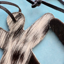 Load image into Gallery viewer, Cowhide Christmas Angel Ornament – Real Cow Hide tag

