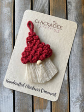 Load image into Gallery viewer, Gnome macrame Christmas tree ornament
