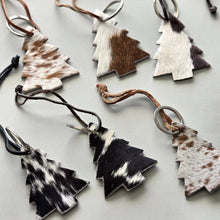 Load image into Gallery viewer, Cowhide Christmas Tree Ornament – Real Cow Hide Keychain
