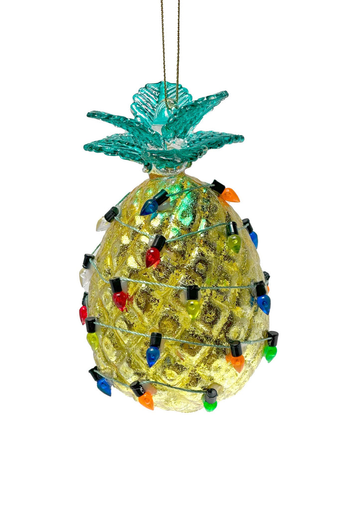 Golden Glass  Pineapple Ornament with Christmas Lights