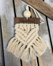 Load image into Gallery viewer, Good vibes Macrame Christmas ornament/car diffuser
