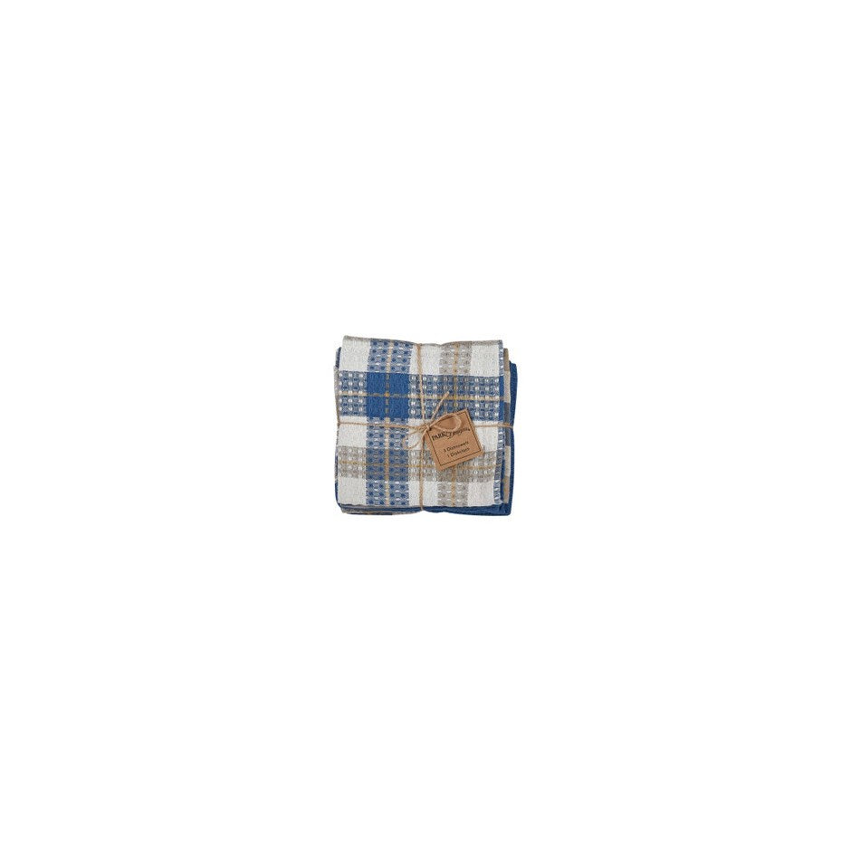 Wicklow Check 3 Dishtowel-1 Dishcloth Set - Black