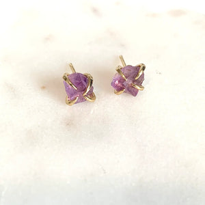 Gold/Amethyst Earrings :Royce &Oak