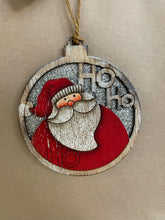 Load image into Gallery viewer, Wooden circle snowman or Santa Christmas ornament
