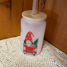 Load image into Gallery viewer, Christmas 13oz glass frostie with bamboo lid and straw
