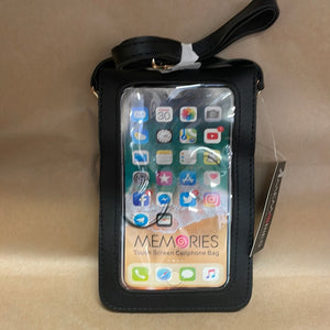 Crossbody bag with touchscreen cellphone pocket