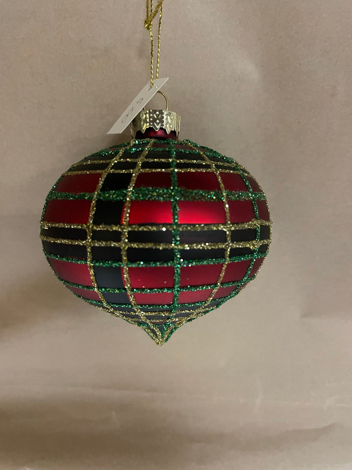 Red plaid glass ball